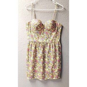 PINK Victoria’s Secret Mini Dress Floral Pencil Push Up Corset Top Size Large